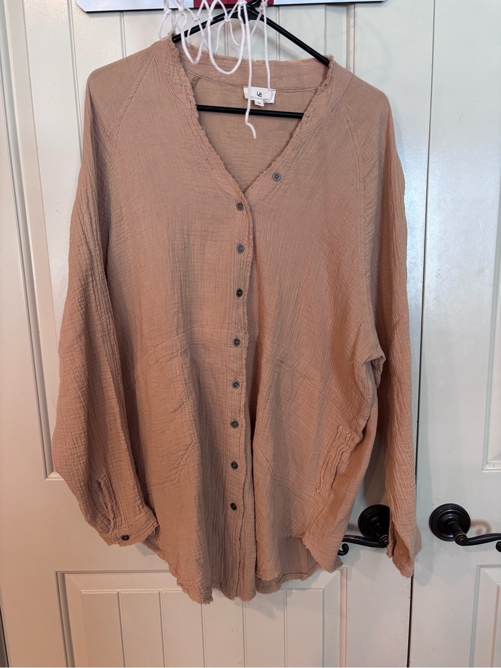 Lightweight Textured Button-Front Shirt - Blush Tan